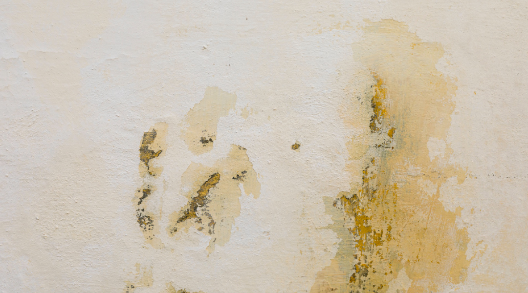 Coarse concrete surface with stains